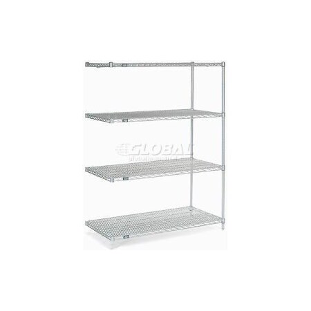 Global Equipment Nexelate    Silver Epoxy Wire Shelving Add-On 48"W x 36"D x 63"H A36486EP